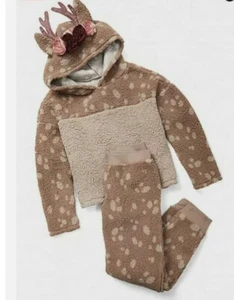 JUSTICE REINDEER SHERPA PAJAMA SLEEP SET NWOT 16/18 - Picture 1 of 11