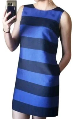 Vestido recto Banana Republic azul a rayas forrado brillante sin mangas talla 14 (Z4) Foto 1 de 4