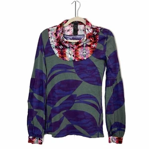 Vintage Custo Barcelona Shirt Women's 2 Multicolor Long Sleeve Abstract Artsy - Picture 1 of 6