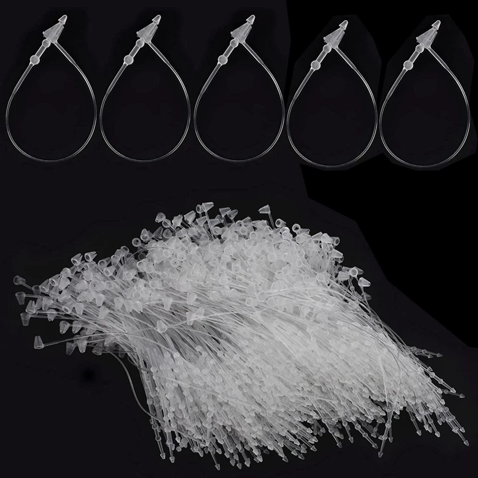 3" Plastic Fastener Clear Hang Tag Snap Lock Plastic Tag Fasteners Pin Securi... - Image 1 of 4