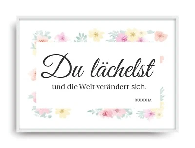 Fine Art Kunstdruck DU LÄCHELST Poster Print Plakat moderne Vintage Deko Bild - Bild 1 von 3