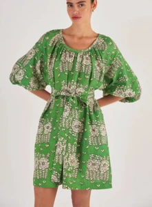 OROTON Posie Print Short Sundress Green Floral Dress Size S Work Party Cocktail - Picture 1 of 9