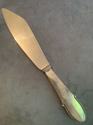 Нож для торта из чистого серебра с узором из бисера Georg Jensen Дания - Изображение 1 из 4