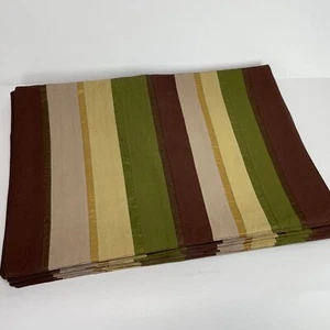 Milli Home Burnt Stripe Placemats Set 12 100% Cotton Designed by Marsha Cutler - Picture 1 of 10