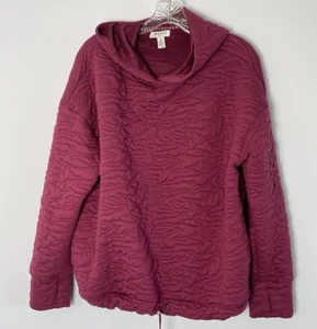 Nine West Active Fuchsia Quilted Hoodie Sweatshirt Pink Purple Activewear Sz 1X - Picture 1 of 11