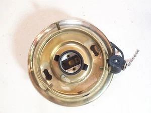 Electric CANOPY CEILING LIGHT FIXTURE PULL CHAIN BRASS 4 3/4 INCH DIA 1 5/8 HIGH - Picture 1 of 3