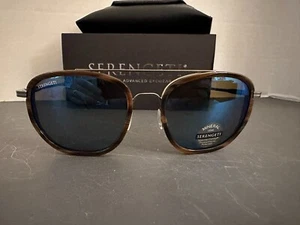 Serengeti Sunglass Boron Shiny Gunmetal Brown Buffalo Acetate New Polarized - Picture 1 of 6