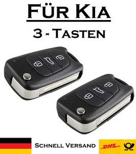 2x Klappschlüssel Gehäuse für Kia - Ersatz 3 Tasten PKW Fernbedienung KS06 - Picture 1 of 6
