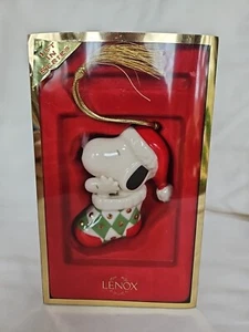 Lenox Snoopy & Woodstock im Strumpf Weihnachtsschmuck 1. Serie mit Box 2003 - Bild 1 von 5