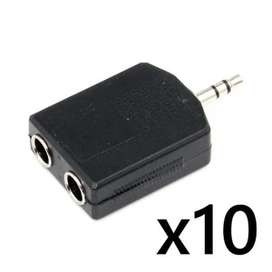 10 pcs New 3.5mm Stereo Male Jack to 2 Dual 6.35mm 1/4 Female Headphone Adapter - Picture 1 of 4