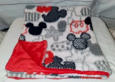 Disney Mickey Mouse Rostro Oculto Guantes Pantalones Bebé Manta Rojo Sherpa Blanco Gris Foto 1 de 4