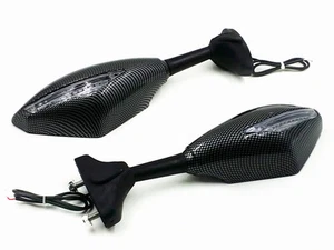 CF LED Integrated Turn Signal Mirrors For Triumph Daytona 600 Ducati 1198 999 - Picture 1 of 10