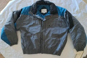 Sears The Men's Store Vintage Down Blend Jacket Gray/Teal/Black XL Zip Snap - Picture 1 of 3