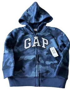 Baby Gap Blue Camo Logo Full Zip Cotton Hoodie - Toddler Boy's Size 3T - Picture 1 of 5