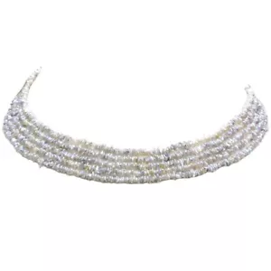 Akoya Keshi Barock Perlenkette Multi 3 - 4 mm Silber Blau Gelbgold - Bild 1 von 4