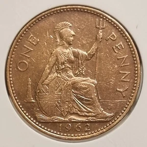 1962 GB - One Penny Bronze Coin, Elizabeth II - VG Grade. - Picture 1 of 4
