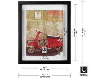 Floating Frame for Displaying Documents,Diploma,Certificate,11x14 8-1/2x11,Black - Picture 1 of 12