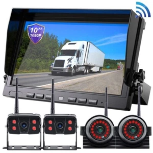 Dash Cam Digitale Wireless 10'' Quad 1080P Vista Posteriore DVR Registrazione Semi Camion Bus Camper - Foto 1 di 12