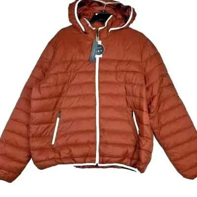 PERRYELLIS Lightweight Hooded Puffer Jacket, Smoked Paprika, Large - Image 1 of 2