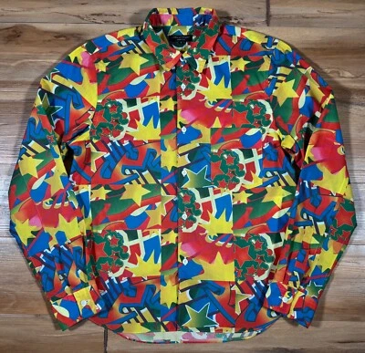Comme des Garcons Homme Plus 2001 彩虹迷幻小丑纽扣衬衫 M — 第 1/4 张图片