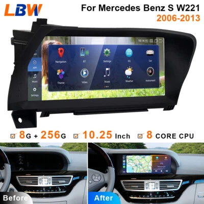 10.25'' Android Car GPS For Mercedes Benz S W221 2006-2013 Stereo Carplay 8+256G - Image 1 of 4