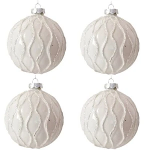 Palline in vetro soffiato bianco decorazioni per albero di natale addobbi sfera - Foto 1 di 4