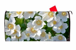 White Flowers Vinyl Magnetic Mailbox Cover Made in the USA - Picture 1 of 1