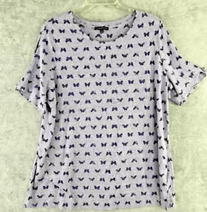 Lane Bryant 18 / 20 Purple Burn Out Butterflies Slit Sleeves T Shirt Cottage - Picture 1 of 14