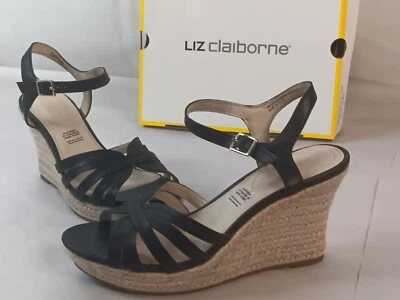 Sandalias de cuña Liz Claiborne LC magenta talla 7M estilo alpargata/correa ajustable Foto 1 de 4