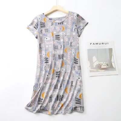 Women Short Sleeve Cotton Nightgown Sleepwear Sleep Shirt Dress Casual Homewear  - Image 1 of 4