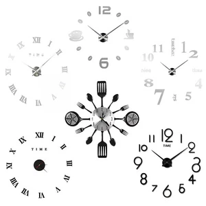 Large DIY 3D Frameless Number Wall Clock Mirror Sticker Home Office Room Decor - Picture 1 of 64