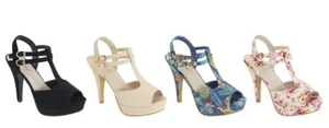 New Women's Floral Peep Toe T-Strap Mary Jane Pump Sandal Stiletto Heel Platform - Picture 1 of 3