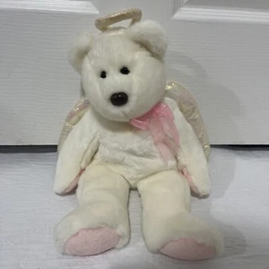 TY Beanie Buddies 14" Angel Bear White Plush Stuffed Animal - Picture 1 of 3