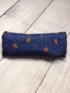 Glasses Holder Vintage Cloth & Hard Case Combo Floral With Clinch Strip Closure - Picture 1 of 7