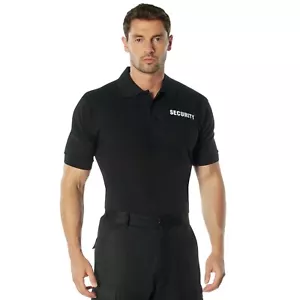 'Security' Polo Shirts - Black or White Security Print Summer Golf Shirt - Picture 1 of 5
