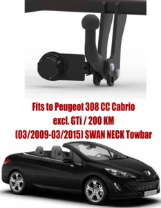 Swan Tow Bar For PEUGEOT 308 CC Cabrio (2009-2015) & 7 Pin Bypass Relay Kit P060 - Picture 1 of 7
