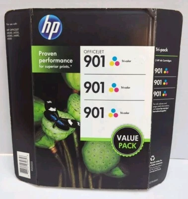 HP 901 Tri-Color Ink Cartridge 3 pack New Sealed expired date 2014 - Image 1 of 4