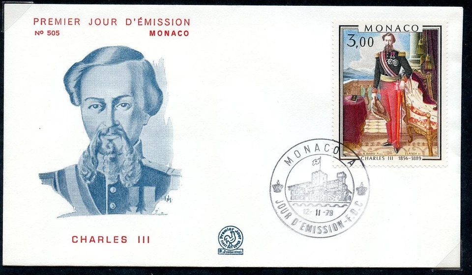 SLANIA ENGRAVED 1979 MONACO FDC  PRINCE CHARLES III CANCELLED - Image 1 of 1