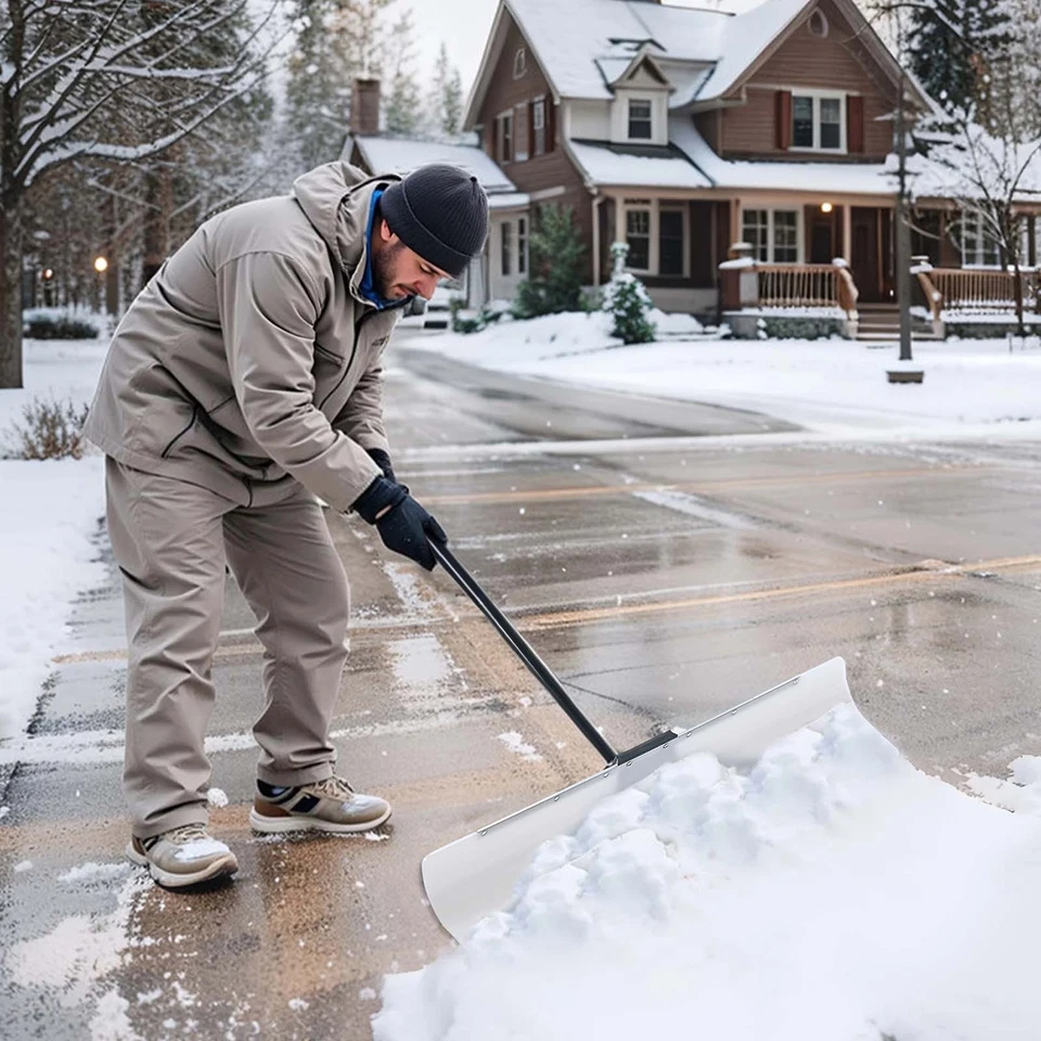 VEVOR Snow Pusher Shovel 24" 30" 36" 48" Snow Plow for Driveway Ergonomic Grip - Image 1 of 2