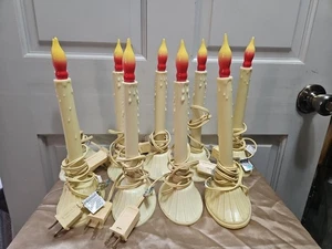 WEIHNACHTEN Wachs Tropf Kunststoff KERZEN mit FLAMMENBIRNEN, 9er Set mit Glühbirnen, alle funktionieren Vintage - Bild 1 von 7