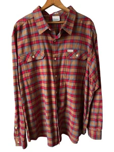 Columbia Button Up Flannel Shirt Red & Blue Plaid Cotton Regular Fit Size XXL - Picture 1 of 5
