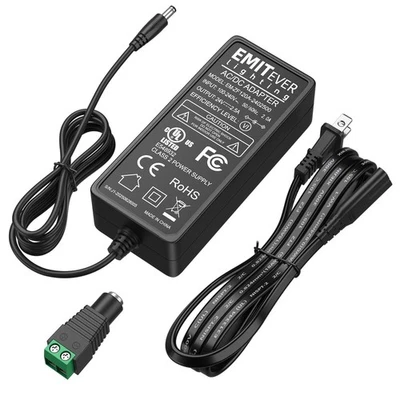 Emitever 24V Power Supply 60W LED Power Adapter UL Listed 100 240V AC To 24V DC - Image 1 of 4