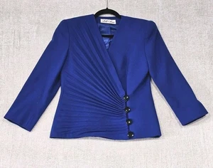 Blazer Vintage Lilli Ann Años 80 Azul Real Aysymétrico 4 Botones Talla 8 - Imagen 1 de 8
