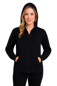 DAMEN HANDGEFERTIGT ANDEAN ALPAKA EINFARBIG SCHWARZ REISSVERSCHLUSS HOODIE PULLOVER GR M - Bild 1 von 8