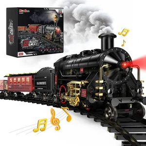 Train Set - Alloy Train Toys for Boys w/Glowing Carriage,Toy Train w/Smokes, ... - Bild 1 von 7