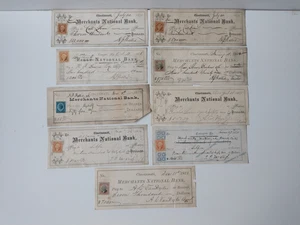 19th Cen Merchants Nat'l Bank Cincinnati OH Over 15 Checks DJ Fallis (Group B) - Picture 1 of 2