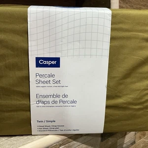 Casper BIO 3-teiliges 100% Baumwolle Perkal Laken Set - Neu - Olivgrün - Twin - Bild 1 von 4