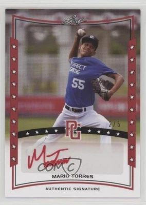 2014 Leaf Perfect Game Showcase Auto Red /5 Mario Torres #A-MT1 Auto - Image 1 of 2