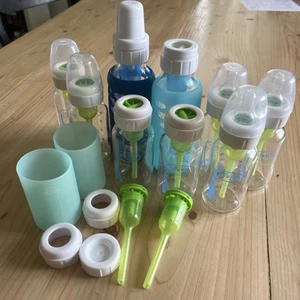 Lot 9 Dr. Brown's Original Natural Flow Thick Glass Baby Bottles 7-8 oz 5-4 oz - Picture 1 of 6