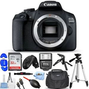 Canon EOS 2000D/Rebel T7 DSLR Camera (Body) + 32GB + Flash + Tripod Bundle - Picture 1 of 4